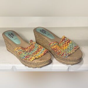 Spring Step Women’s Baya Italian Multicolor Platform Slide Wedge Sandals EU 39